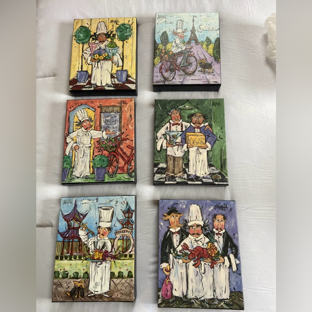 Colorful Chef and Waiter Art Tiles